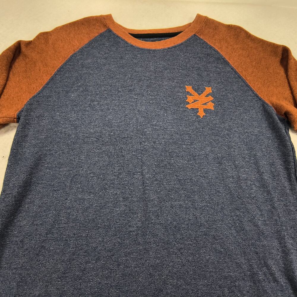 Zoo York Casual Long Sleeve Crew Neck Shirt Adult Mens Size Large L Navy Brown